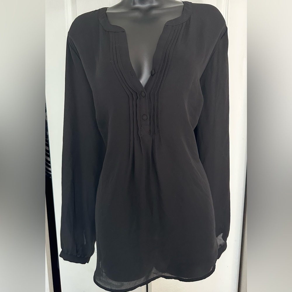Torrid - *Plus Size* Black long sleeve mandarin collar blouse - Size 1